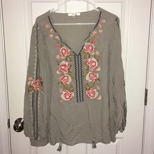 Andrée Floral Grey Blouse